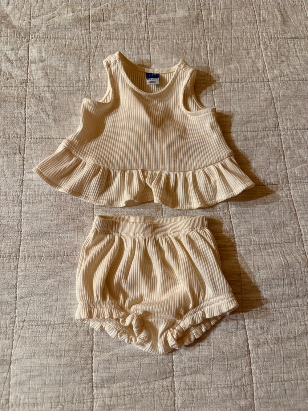 Old Navy Cream Ribbed Tank Top & Bloomers Set